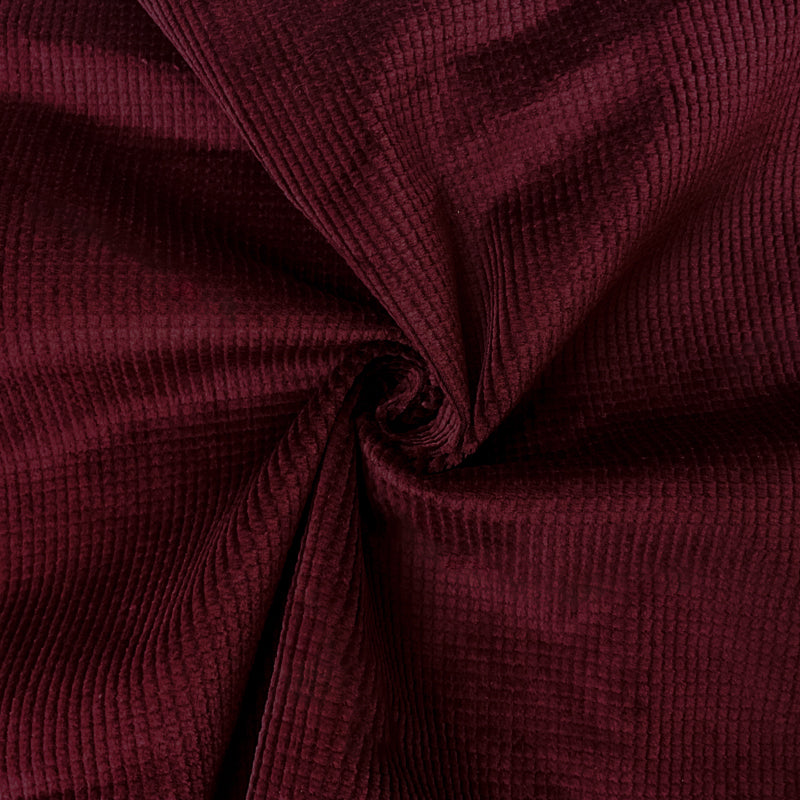 Deep Red Cotton Spandex Stretch Check Corduroy Woven Fabric