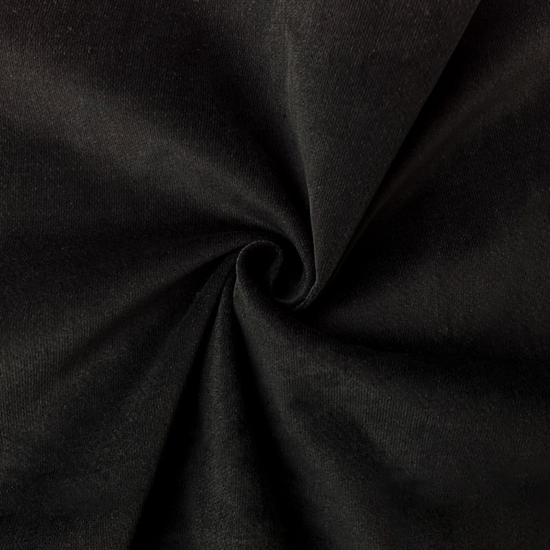 Black Cotton Stretch Solid Featherwale Corduroy Woven Fabric