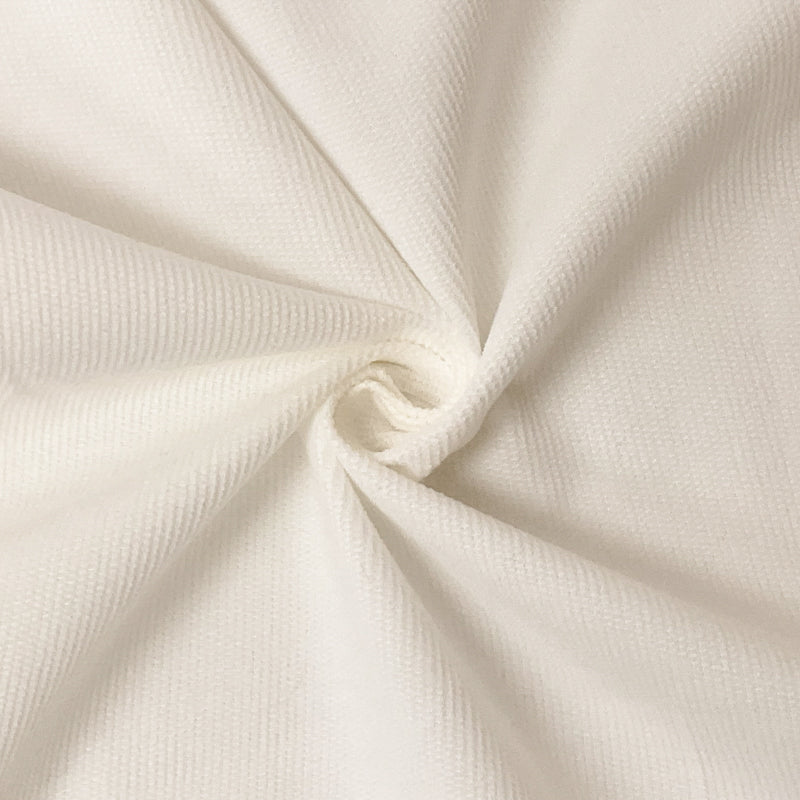 White Cotton Semi-Sheer Pinwale Corduroy Woven Fabric
