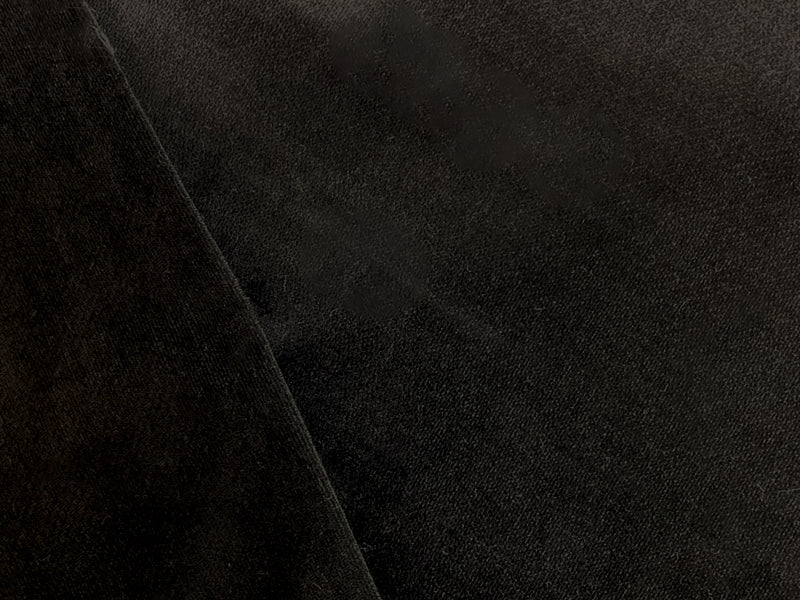 Black Cotton Stretch Solid Featherwale Corduroy Woven Fabric