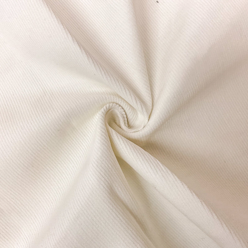 Ivory Cotton Spandex Stretch Solid Pinwale Corduroy Woven Fabric