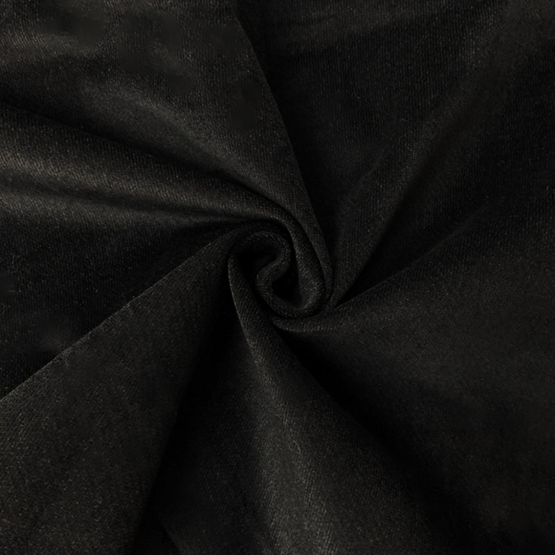 Black Cotton Stretch Solid Featherwale Corduroy Woven Fabric