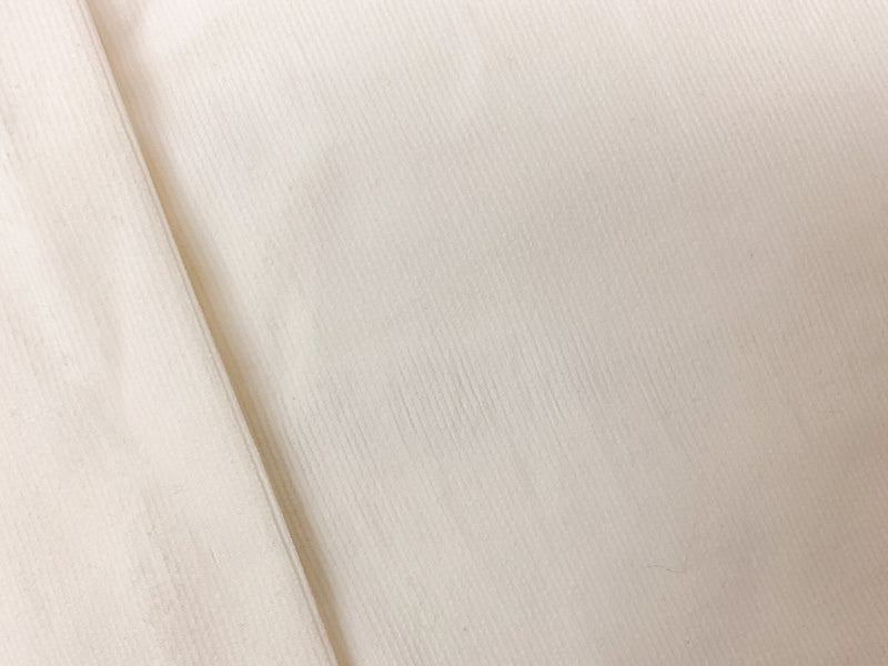 White Cotton Spandex Stretch Solid Pinwale Corduroy Woven Fabric