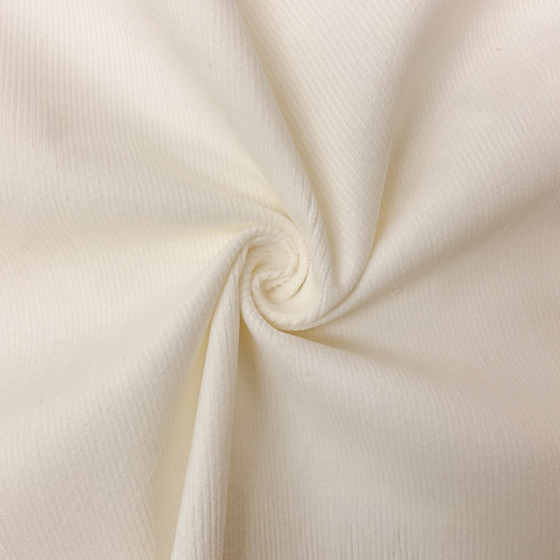 White Cotton Spandex Stretch Solid Pinwale Corduroy Woven Fabric