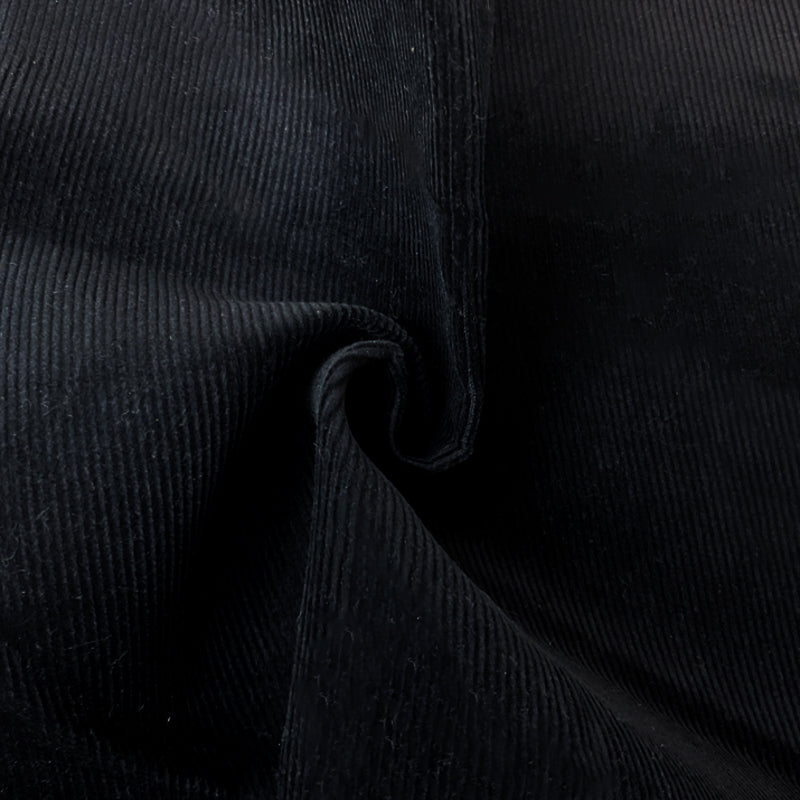 Black Cotton Solid Pinwale Corduroy Woven Fabric