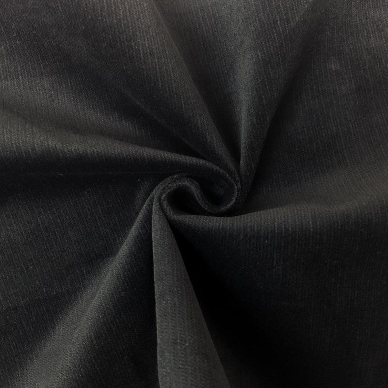 Black Cotton Stretch Solid Pinwale Corduroy Woven Fabric