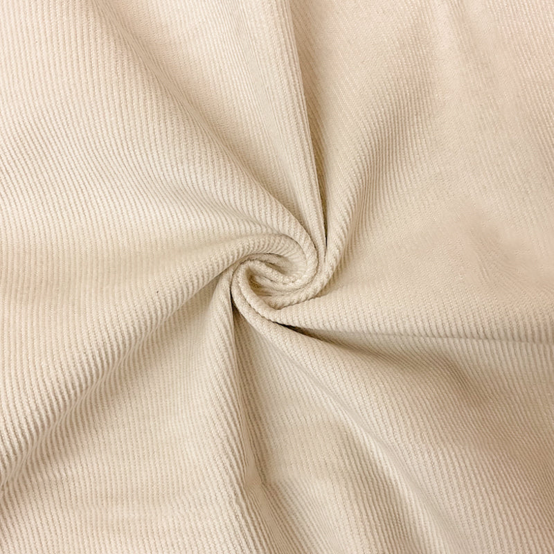 Beige Cotton Spandex Stretch Solid Pinwale Corduroy Woven Fabric