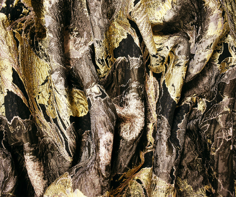 Brown-Rose Gold Floral Jacquard Matelasse Brocade Woven Fabric