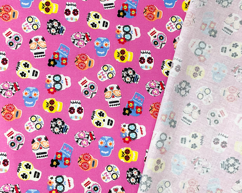 Pink Cotton Dashwood Studio Skull Printed Quilting Woven Fabric