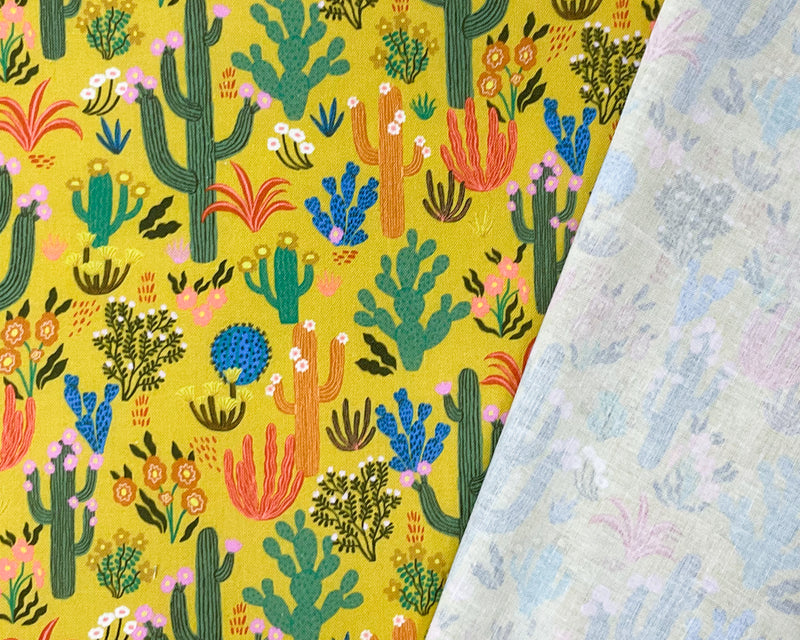 Yellow Cotton Dashwood Studio Cactus Print Quilting Woven Fabric