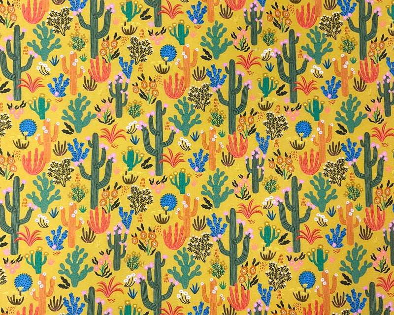 Yellow Cotton Dashwood Studio Cactus Print Quilting Woven Fabric