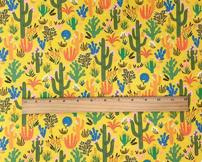 Yellow Cotton Dashwood Studio Cactus Print Quilting Woven Fabric
