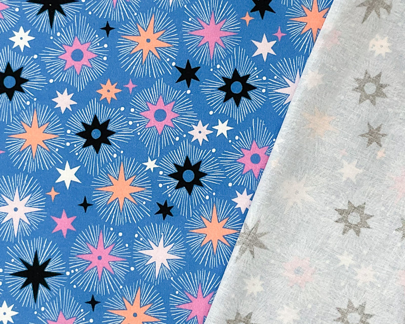 Blue Cotton Dashwood Studio Star Printed Quilting Woven Fabric