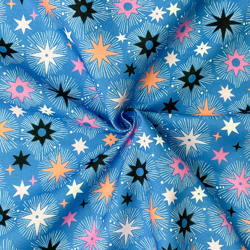 Blue Cotton Dashwood Studio Star Printed Quilting Woven Fabric