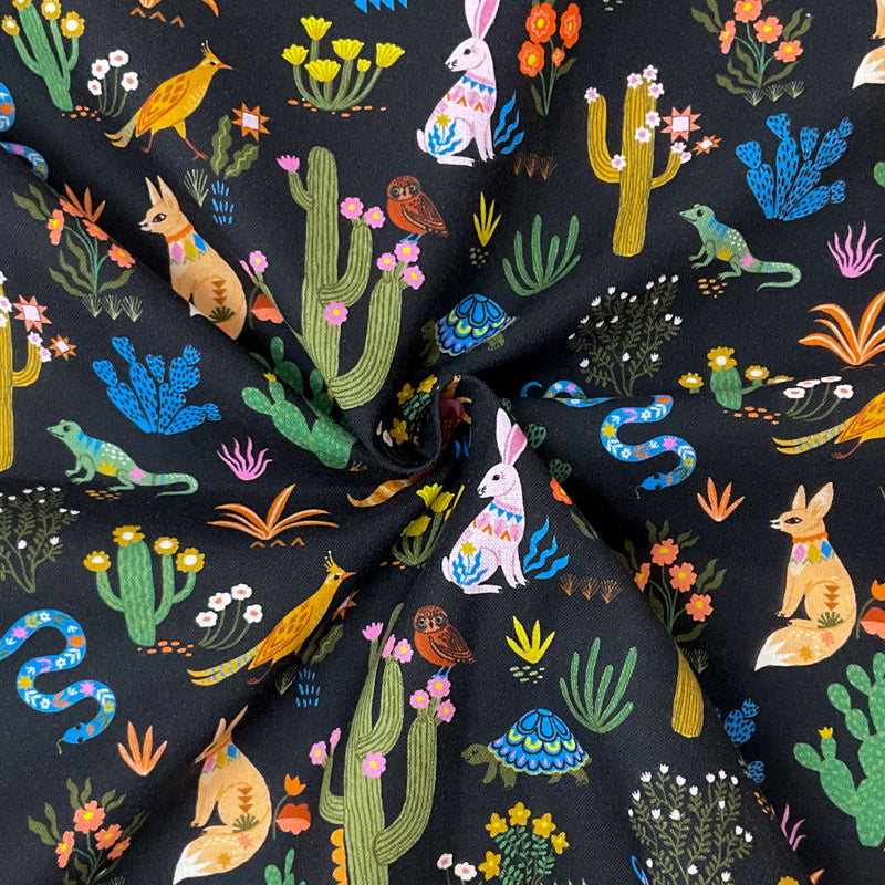 Black Cotton Dashwood Studio Desert Animal Quilting Woven Fabric