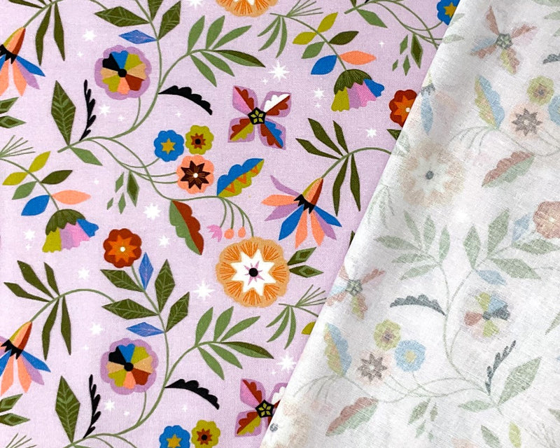 Purple Cotton Dashwood Studio Floral Print Quilting Woven Fabric