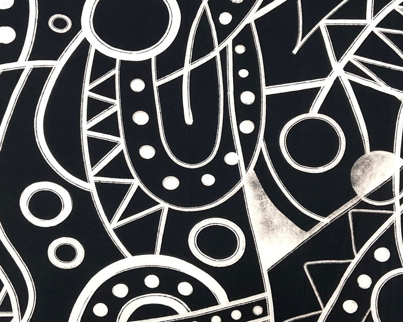 Black-White-Gray Cotton Abstract Printed Jersey Knit Fabric