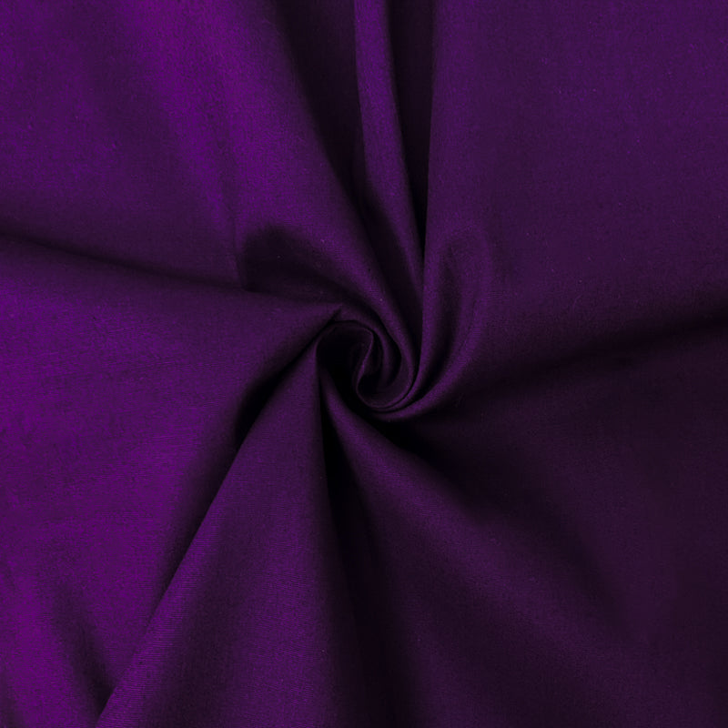 Deep Purple Cotton Spandex Stretch Solid Broadcloth Woven Fabric