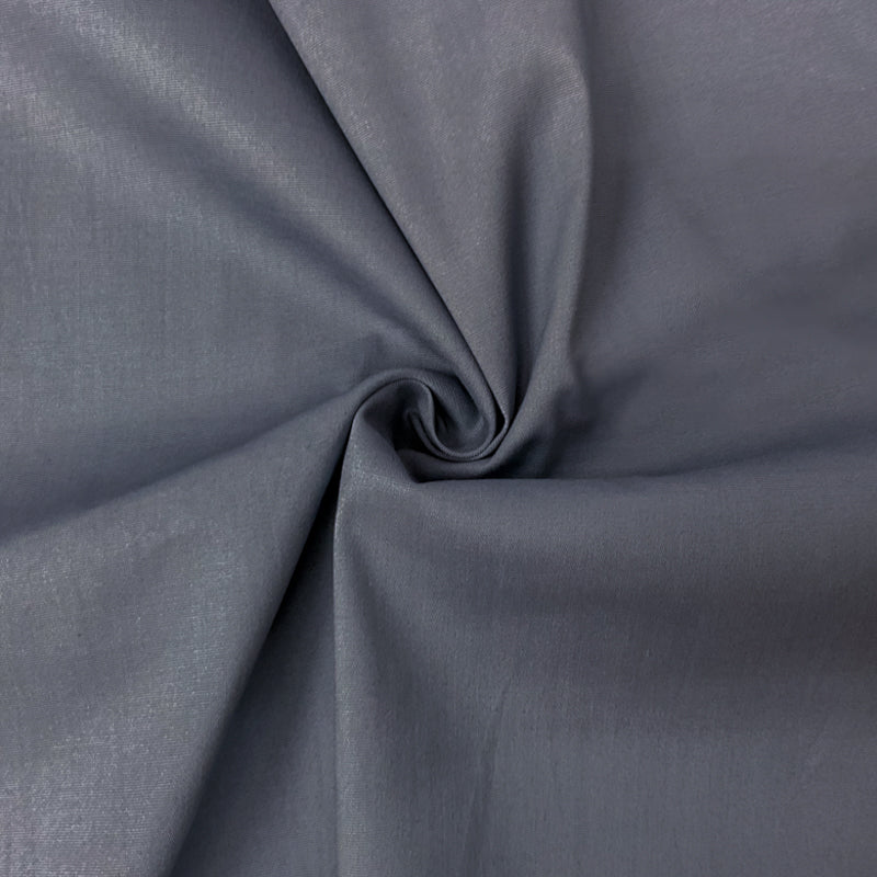 Cool Gray Cotton Spandex Stretch Solid Broadcloth Woven Fabric