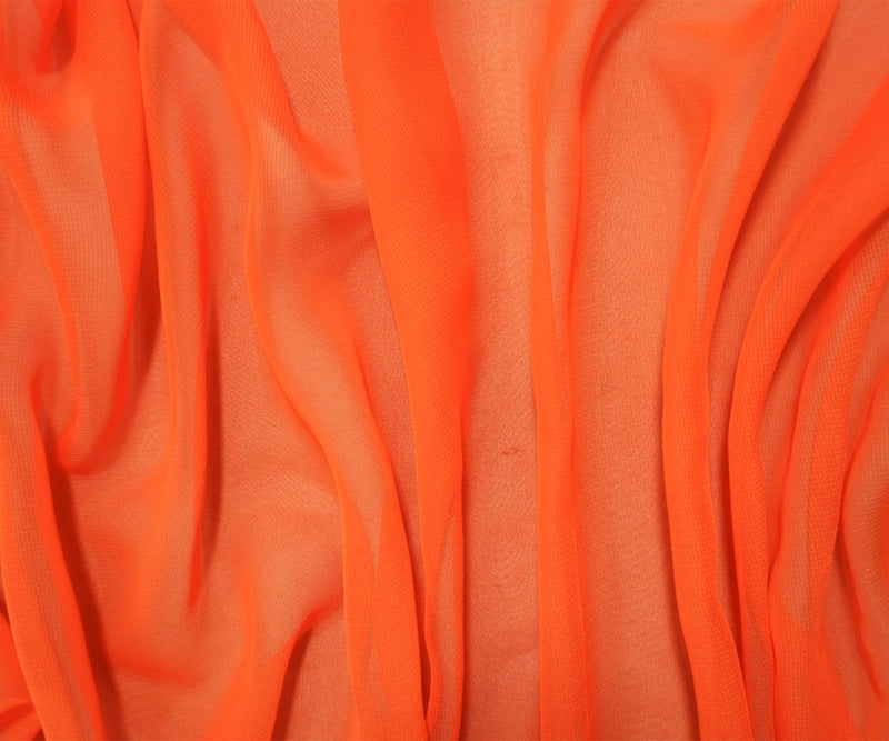 Orange Silk Solid Chiffon Woven Fabric
