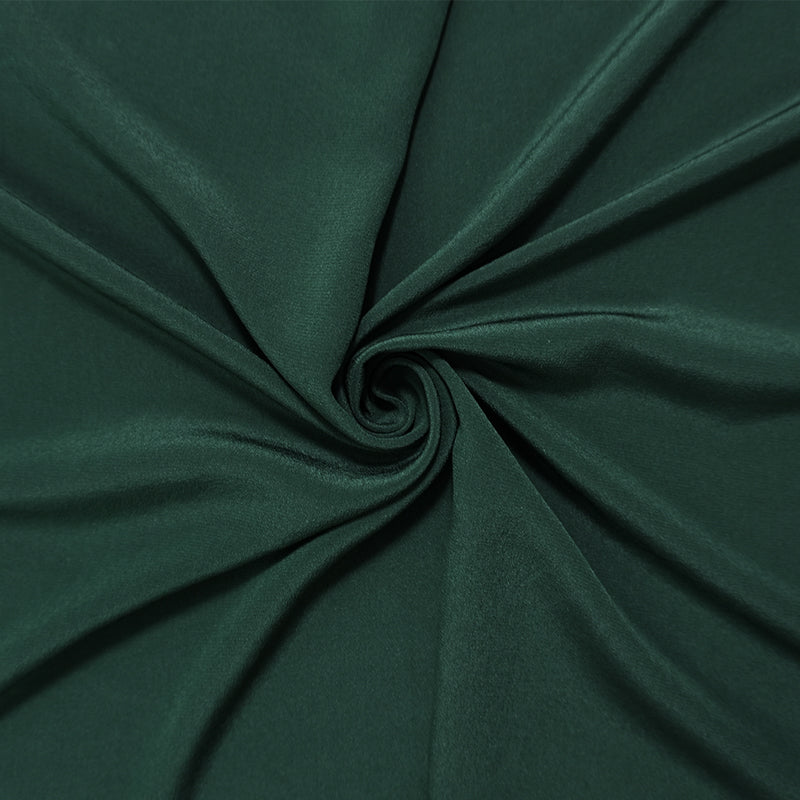Deep Green Silk Solid Crepe De Chine Woven Fabric