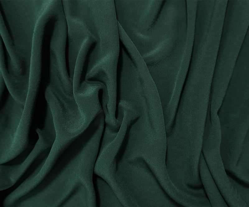 Deep Green Silk Solid Crepe De Chine Woven Fabric