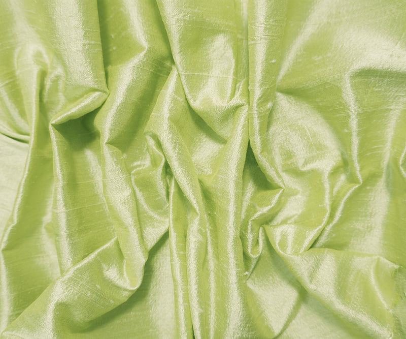 Light Green Silk Slub Iridescent Dupioni Woven Fabric