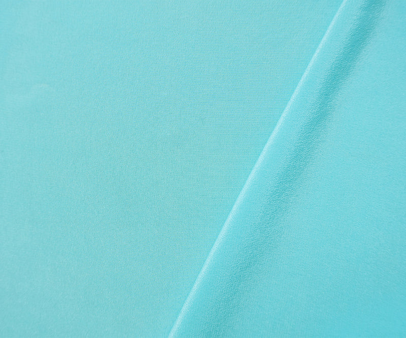 Blue Silk Solid Crepe De Chine Woven Fabric