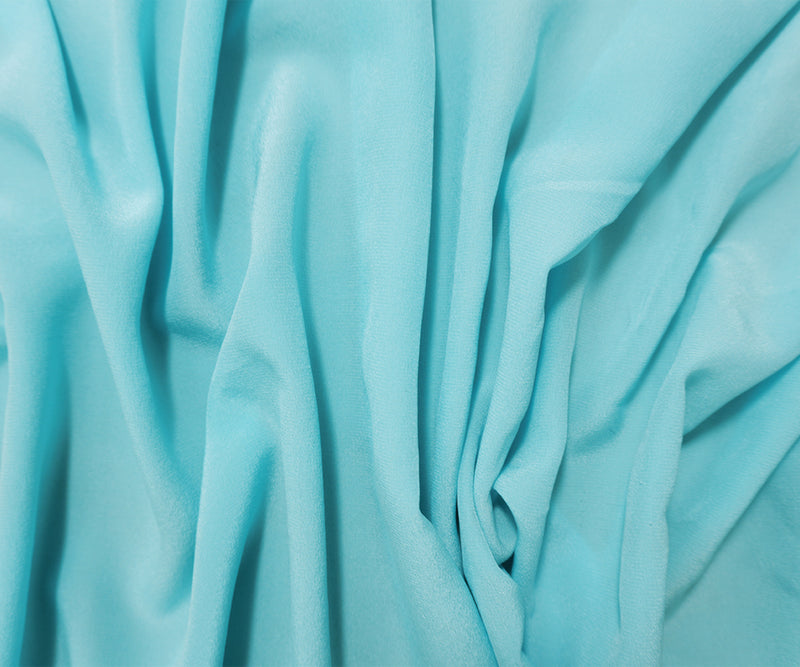 Blue Silk Solid Crepe De Chine Woven Fabric