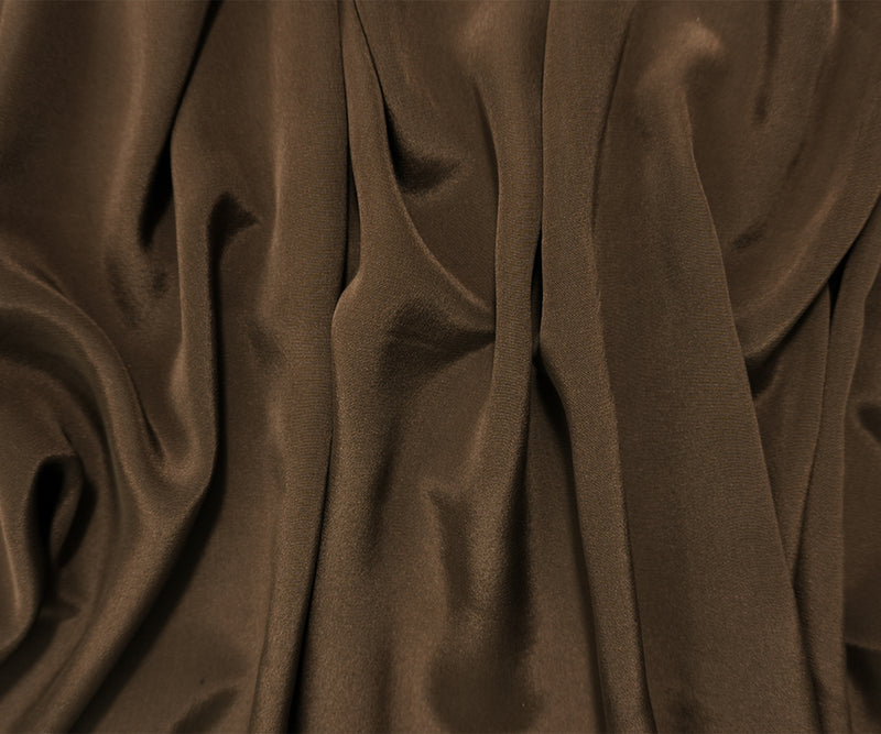 Brown Silk Solid Crepe De Chine Woven Fabric