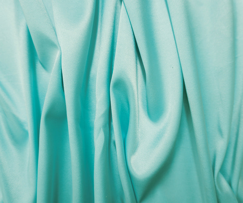 Blue Silk Solid Satin Woven Fabric