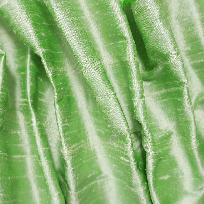 Green Silk Slub Iridescent Dupioni Woven Fabric