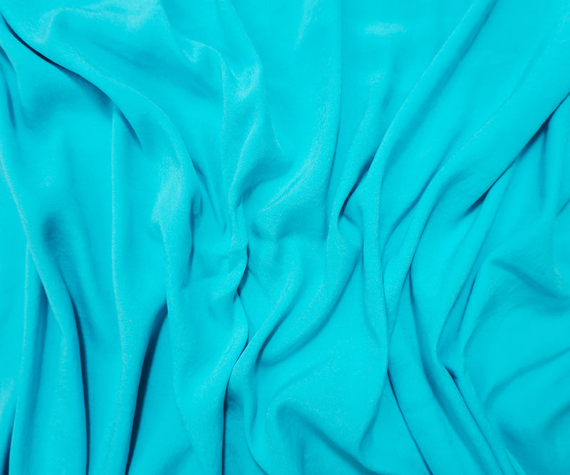 1 3/4 YD PC Blue Silk Spandex Solid Satin Woven Fabric