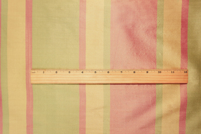 Tan Beige Silk Stripe Taffeta Woven Fabric