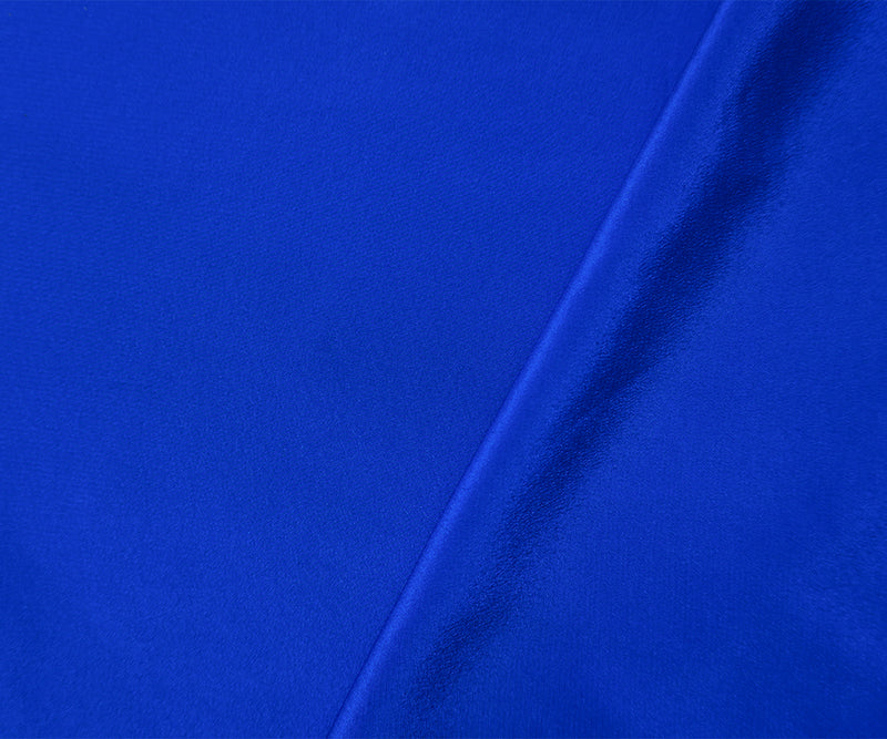 Blue Silk Solid Crepe De Chine Woven Fabric