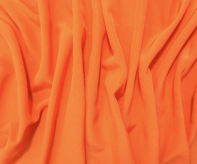 Orange Silk Solid Crepe De Chine Woven Fabric