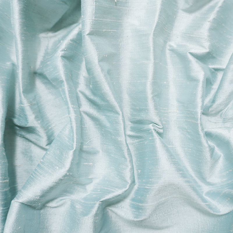 Light Blue Silk Slub Iridescent Dupioni Woven Fabric