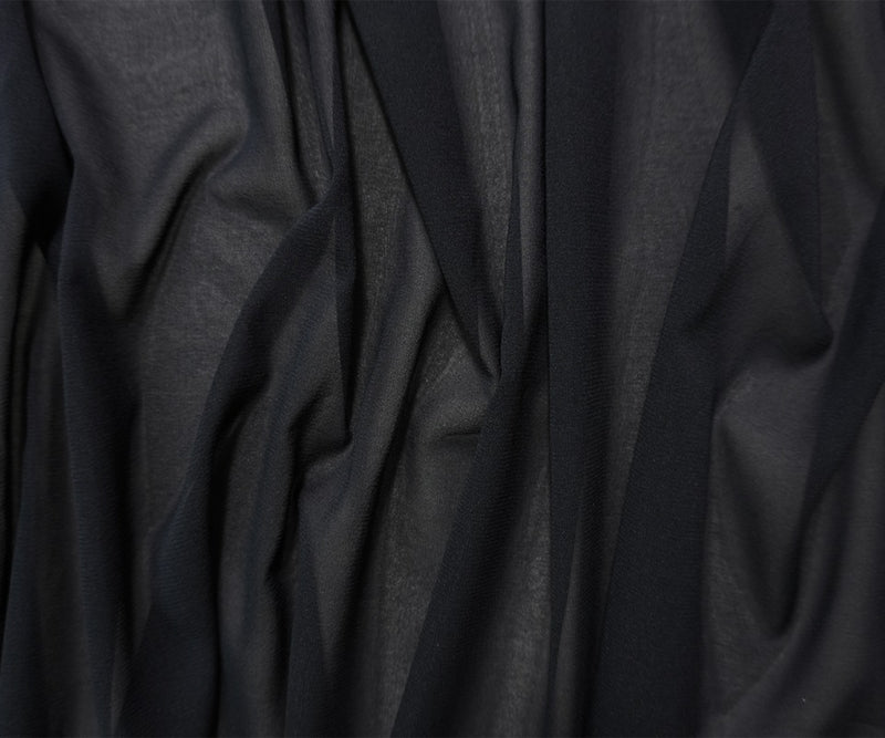 Black Silk Stretch Solid Chiffon Woven Fabric