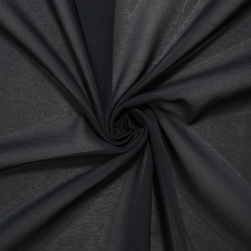 Black Silk Stretch Solid Chiffon Woven Fabric