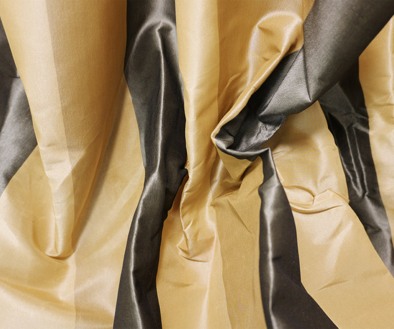 Tan Beige Silk Stripe Taffeta Woven Fabric