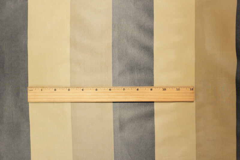 Tan Beige Silk Stripe Taffeta Woven Fabric