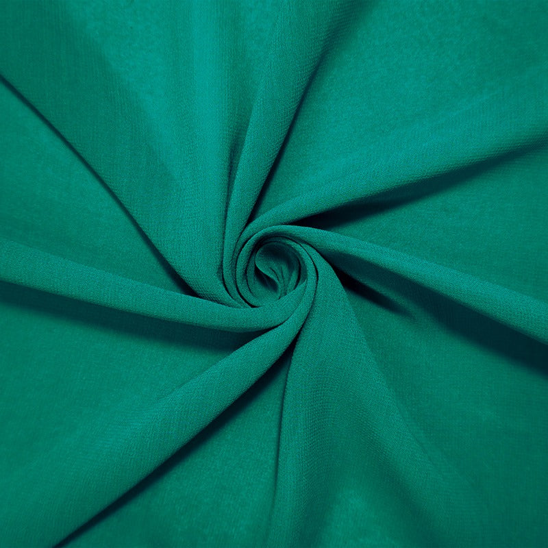 Green Silk Solid Georgette Woven Fabric