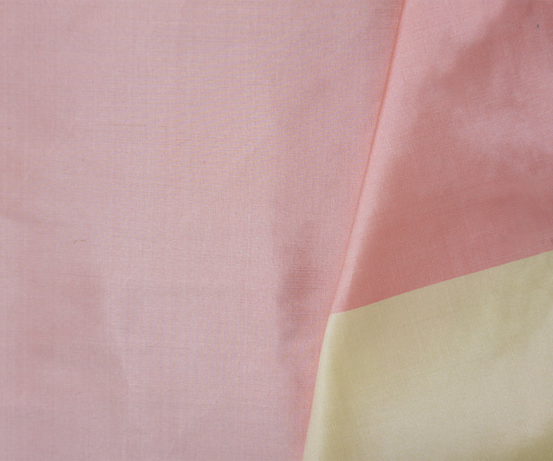 Beige-Coral Silk Stripe Taffeta Woven Fabric