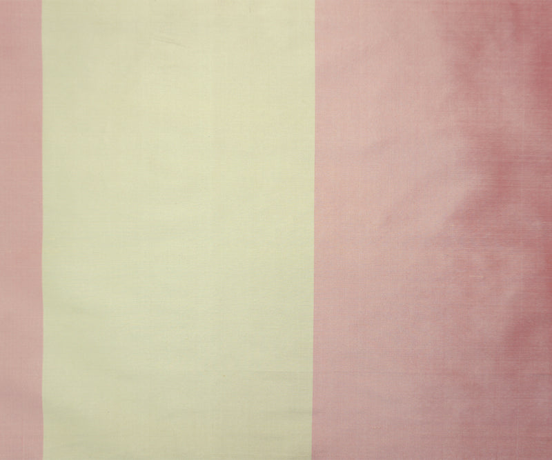 Beige-Coral Silk Stripe Taffeta Woven Fabric