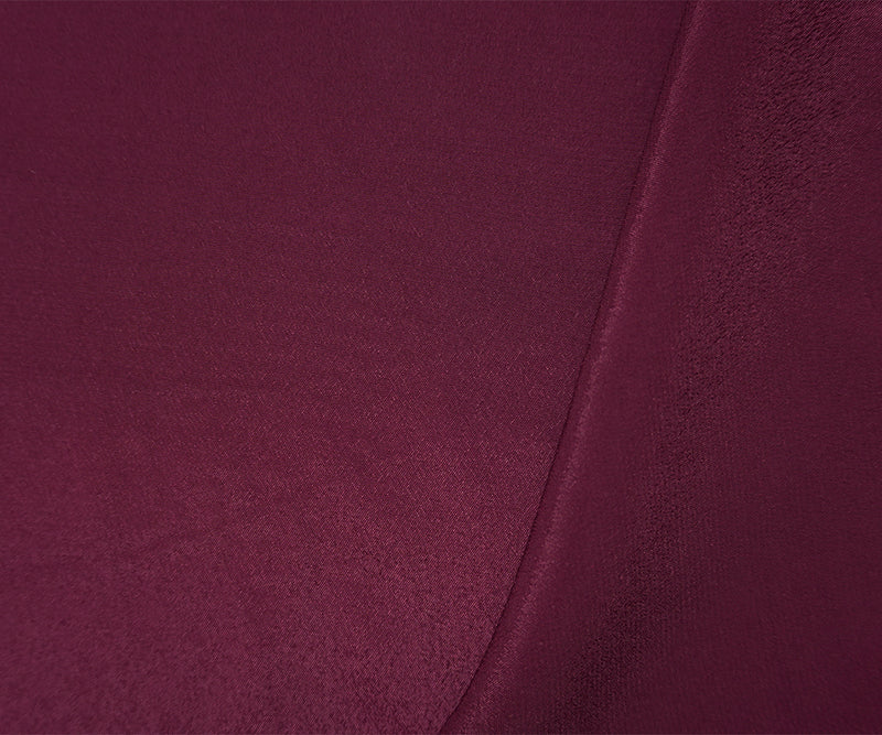 Deep Burgundy Purple Silk Solid Crepe De Chine Woven Fabric