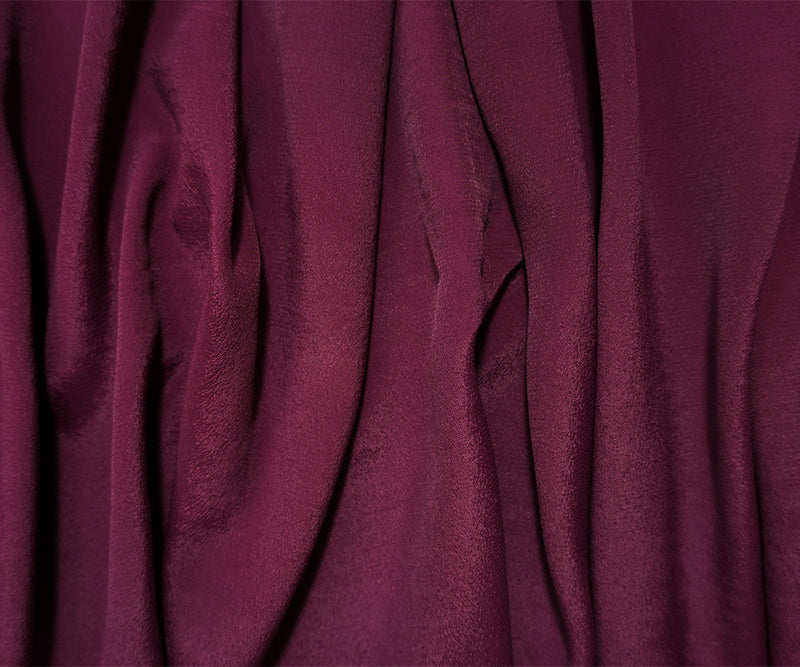 Deep Burgundy Purple Silk Solid Crepe De Chine Woven Fabric