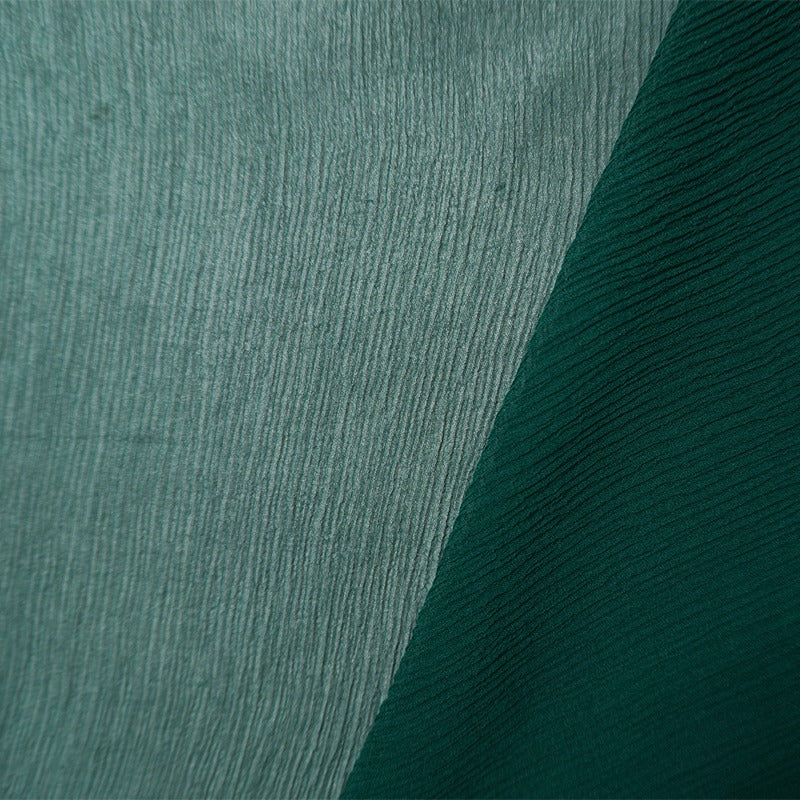 Deep Green Silk Solid Crinkled Chiffon Woven Fabric