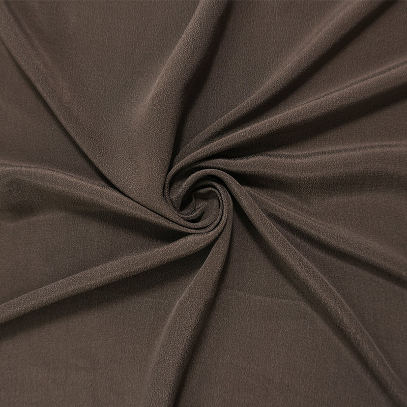 Brown Silk Washed Crepe De Chine Woven Fabric