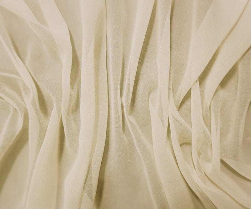 Off-White Silk Solid Chiffon Woven Fabric