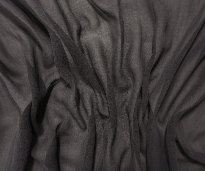 Black Silk Solid Chiffon Woven Fabric